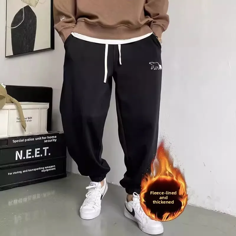 

Loose Men's American Sle Casual Sports Sweatpants Autumn Winter plus Size 300 Pou Retro Street Faion Cuffed Trousers