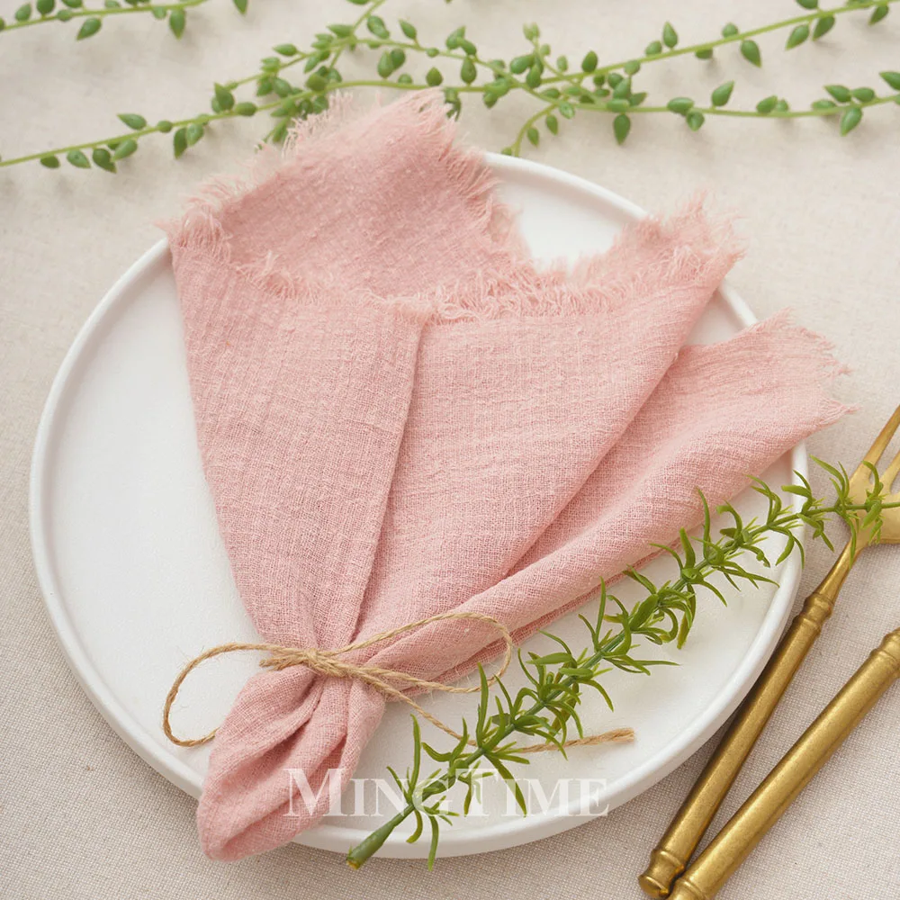 12pcs 42x42cm Cotton Gauze Cloth Napkins Versatile for Dining Wedding Home Decor Rustic Linen Table Napkin Mats Tea Towels