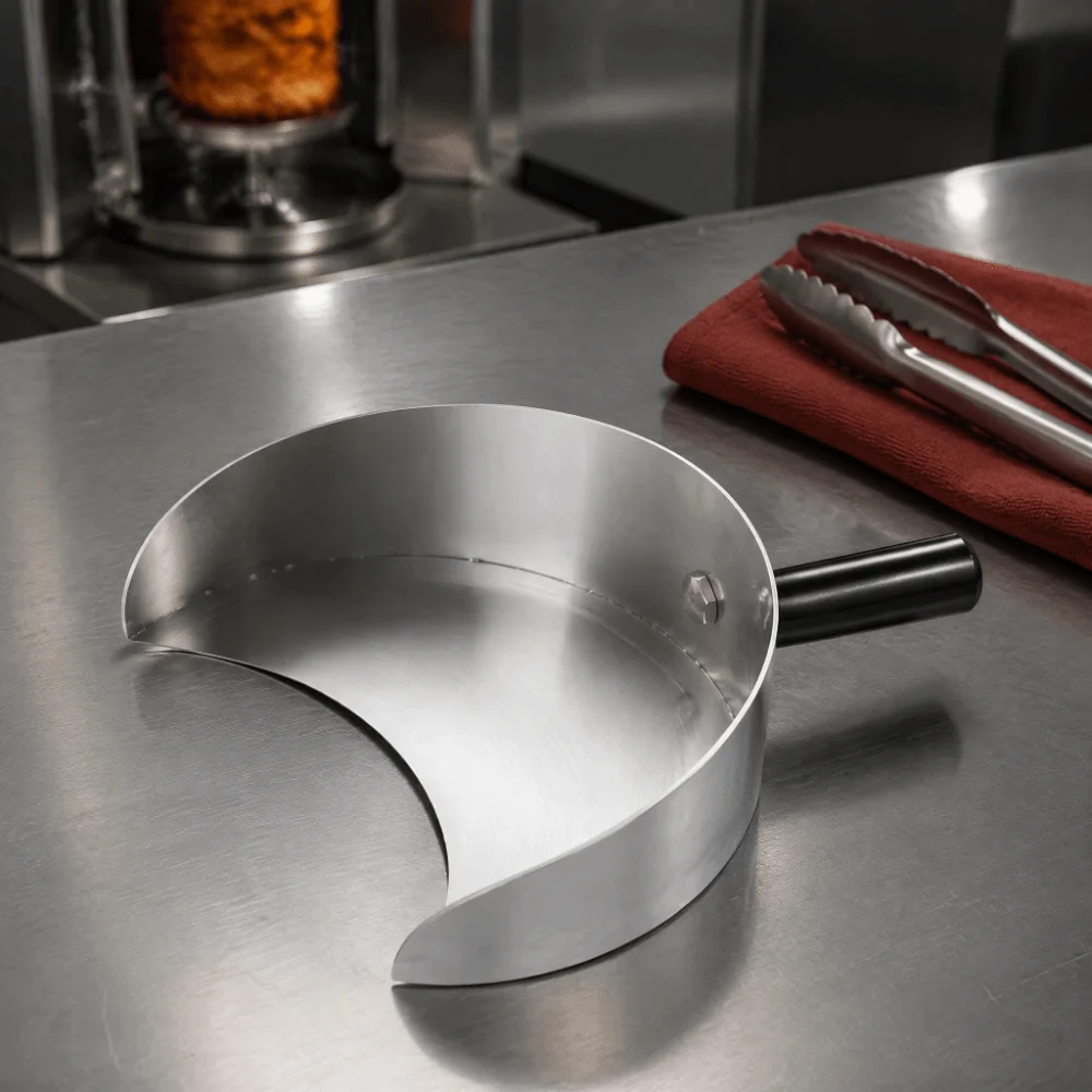Ergonomic Handle Rotisserie Catch Pan Silver Drip Catcher Stainless Steel Meat Catcher Stainless Steel Grill Meat Catcher