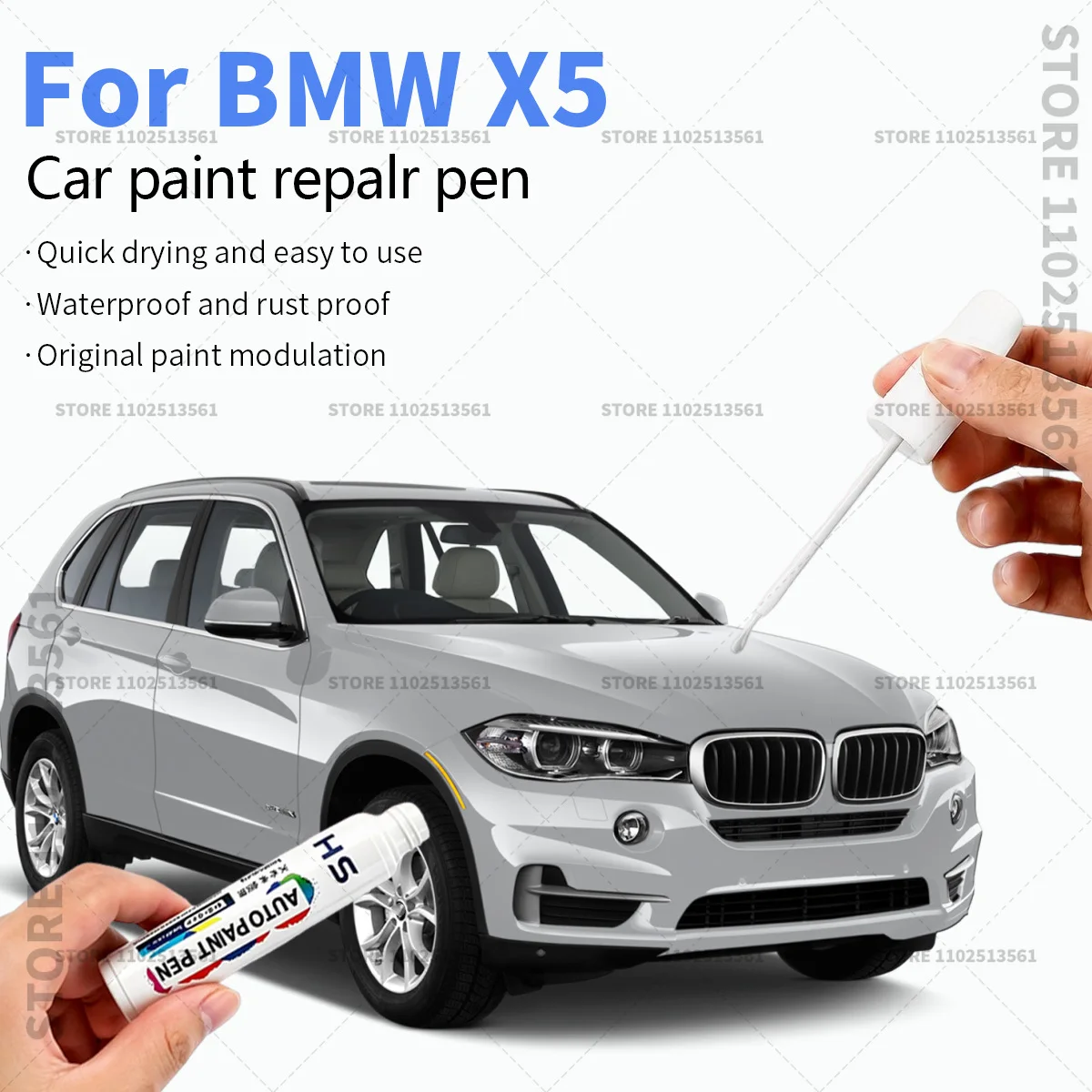 For BMW X5 Professional Car Touch Up Paint Pen Scratch Repair Paint Brush for Automotive Paint Restoration Black White 490 Blue