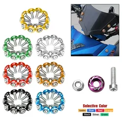 10pcs Universal Screw Nut Alloy Color Plate Coverset Cowling Motorcycle Aluminum Washer Body Cover Skrew Washer Motorcycle Part