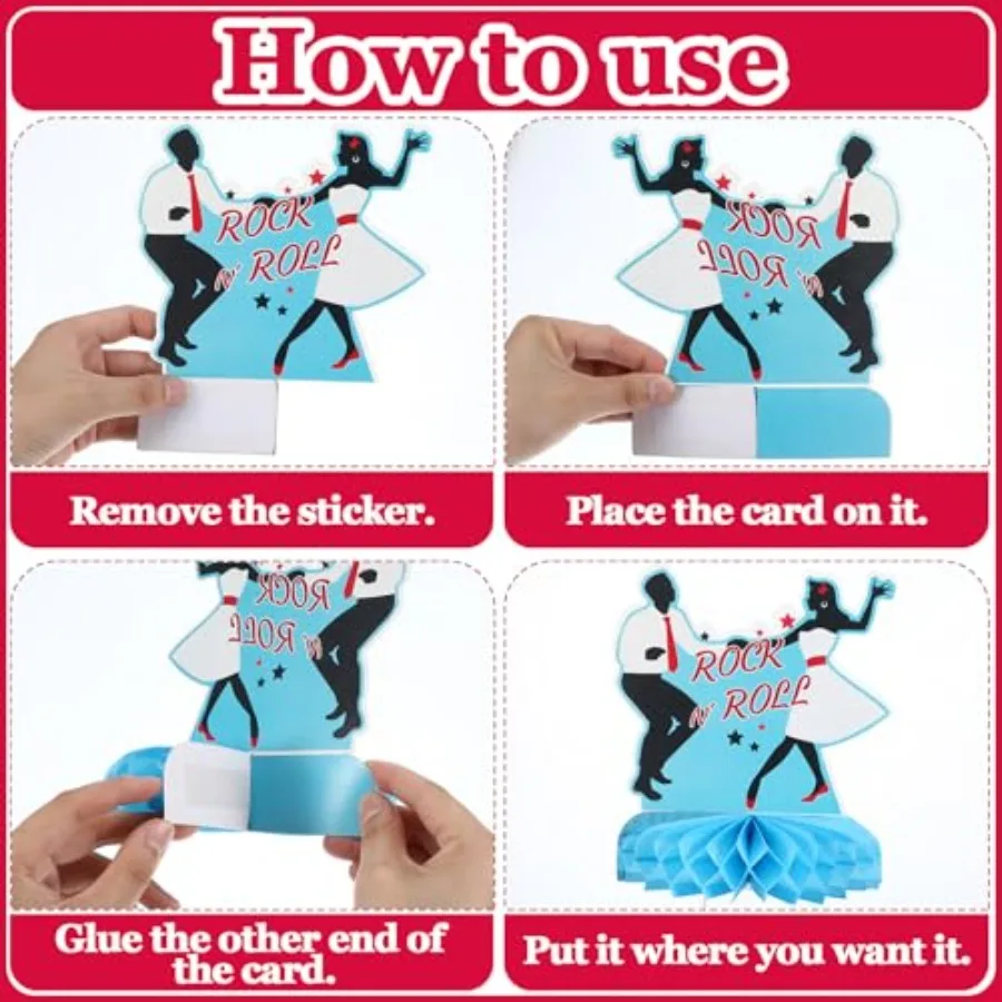 12 قطعة 50s زينة الحفلات 1950's روك آند رول العسل المركزية جورب هوب ديكور ريترو موضوع الموسيقى لوازم الحفلات المفضلة #4