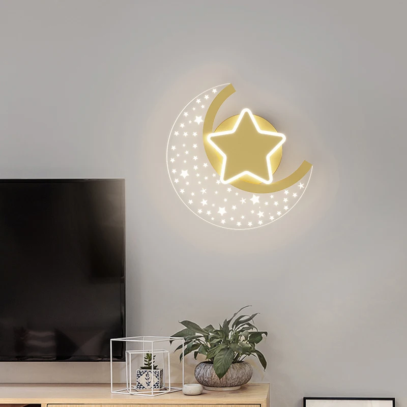 

Led Moon Children Lighting Led Star Wall Lamps Lighting Nordic Bathroom Mirror Lamp Hotel Bedroom Indoor Wall Fixture Lighting