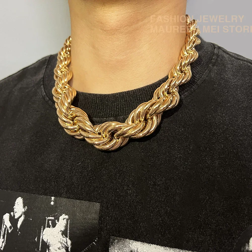 

Hip Hop Street Style Exaggerate Stainless Steel Big Chunky Fashion Unisex Golden Silver Color Cool Jewelry