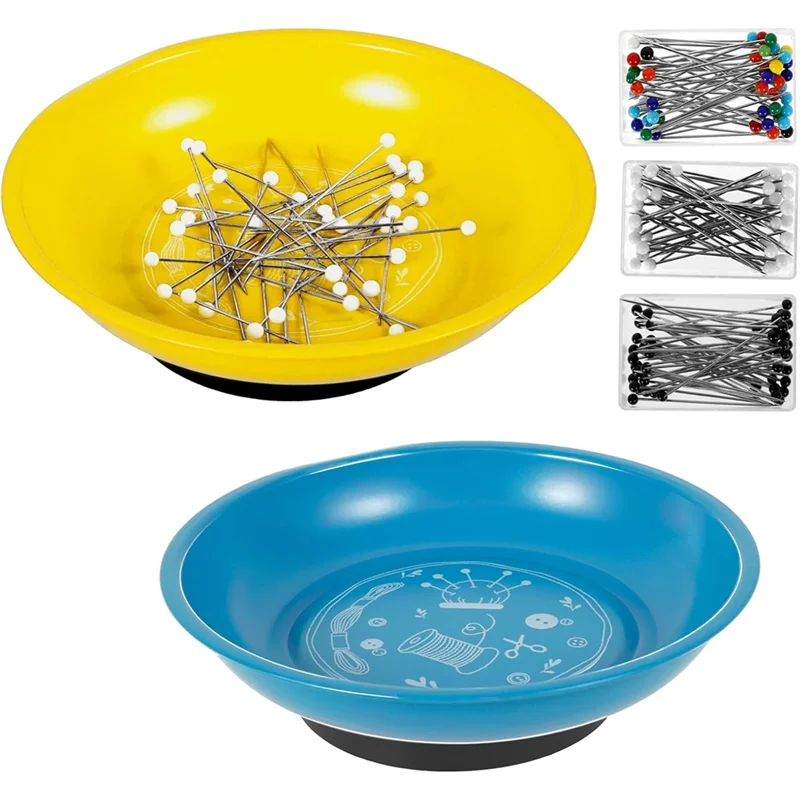 

【ADORN】Magnetic Pin Holder Bowl, Pin Cushion For Sewing- 150Pcs Ball Head Straight Pins, For DIY Crafts