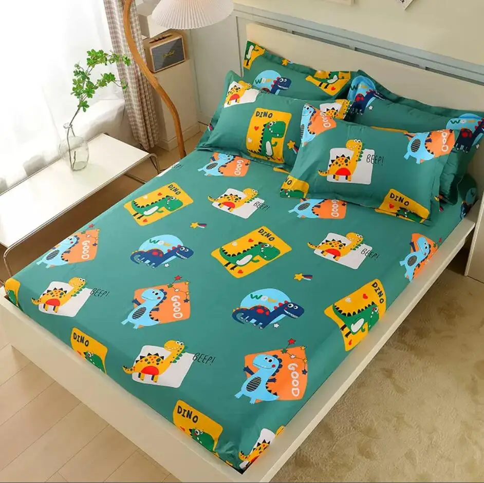 Imagem -05 - Animal Cartoon Bed Sheets com Elástico 100 Algodão Lençol Cabido Fronhas Cobertura Total Crianças Meninos Meninas B83