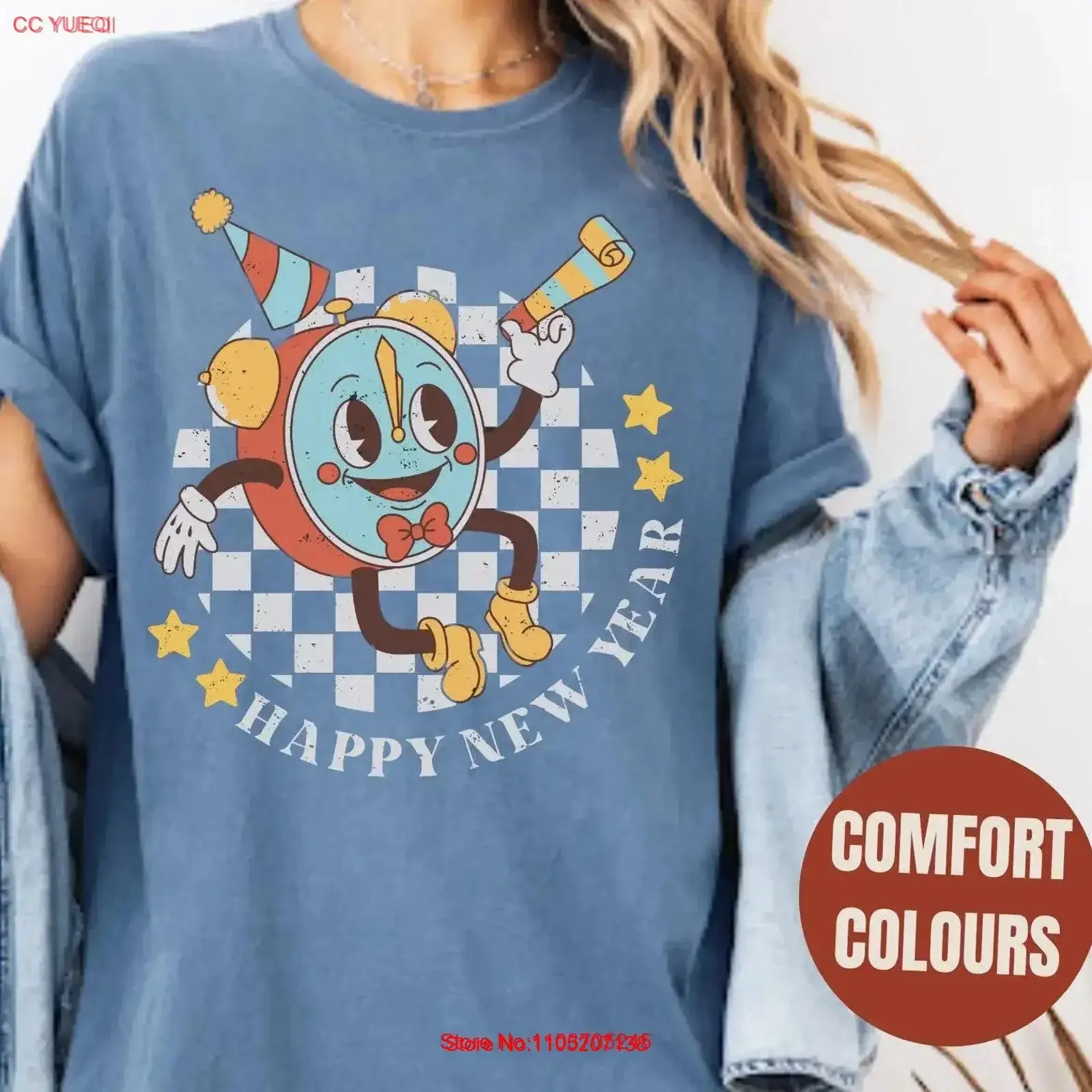 

Retro Happy New Year T Shirt Comfort Colours Eve 2025 Outfit Vintage Style NYE vintage Washed Breathable Stretched Soft Unisex