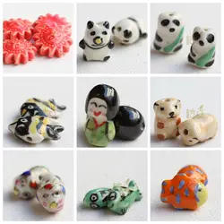 DIY Supply-4 Pieces Hand Crafted Ceramic Finding Beads - Fish Bear Face Doll Butterfly (G325E)
