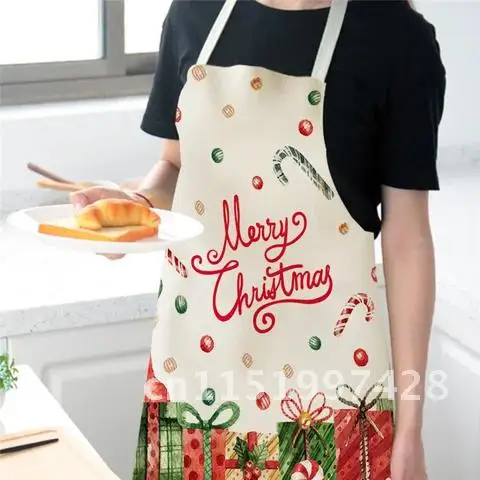 Aprons Kitchen Cotton Linen Cooking Oil-proof Apron Cooking Accessories 26 Colors Christmas Aprons for Women Kitchen Mother Kids