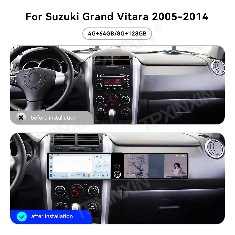 12.3 Inch Screen Car Radio For Suzuki Grand Vitara 2005-2014 Android GPS Navigation Multimedia Video Stereo Receiver Head Unit