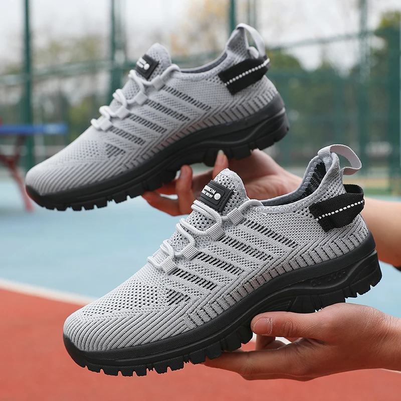 2025 Men's Running Shoes Knitted Mesh Breathable Fashion Casual Sports Shoes Comfortable Fitness Lightweight Men's Casual Shoes