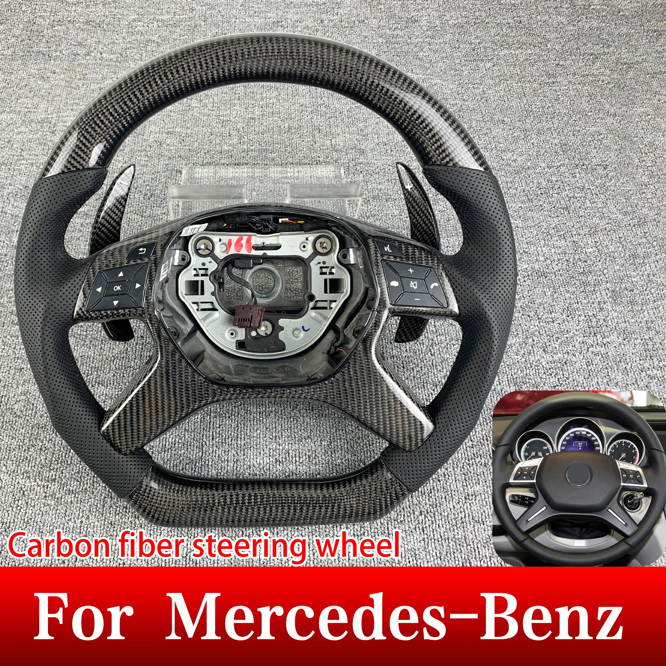 

Car Steering Wheel For Mercedes Benz CLA CLE ML350 C E GLK CLS M Class W204 W212 Custom Real Smooth Carbon Fiber Steering Wheel