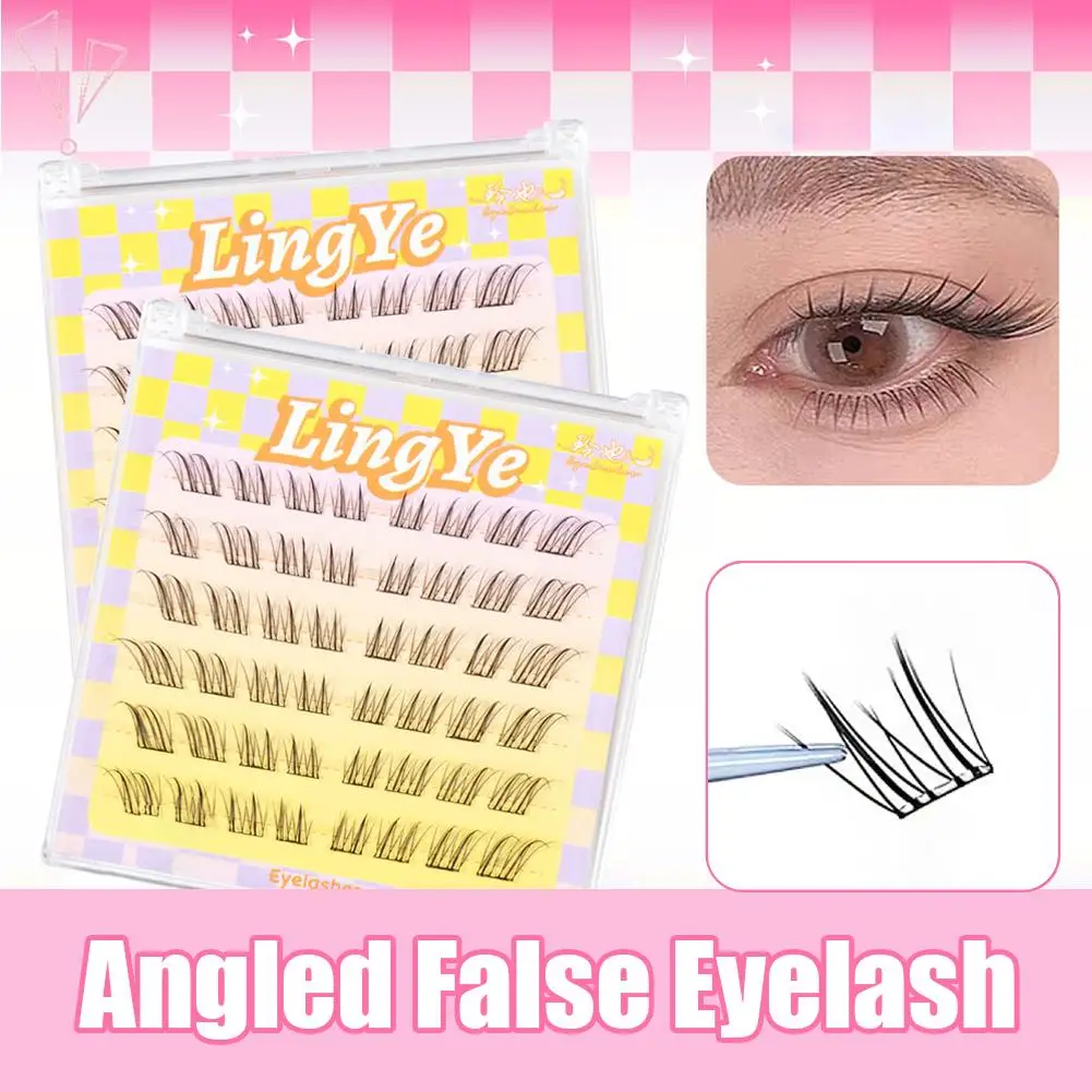 Slanted False Eyelashes Glue-free Ultra-thin Segmented Eyelashes Makeup Extension Manga Lashes Eyelash False Nature Curl Q4Y9