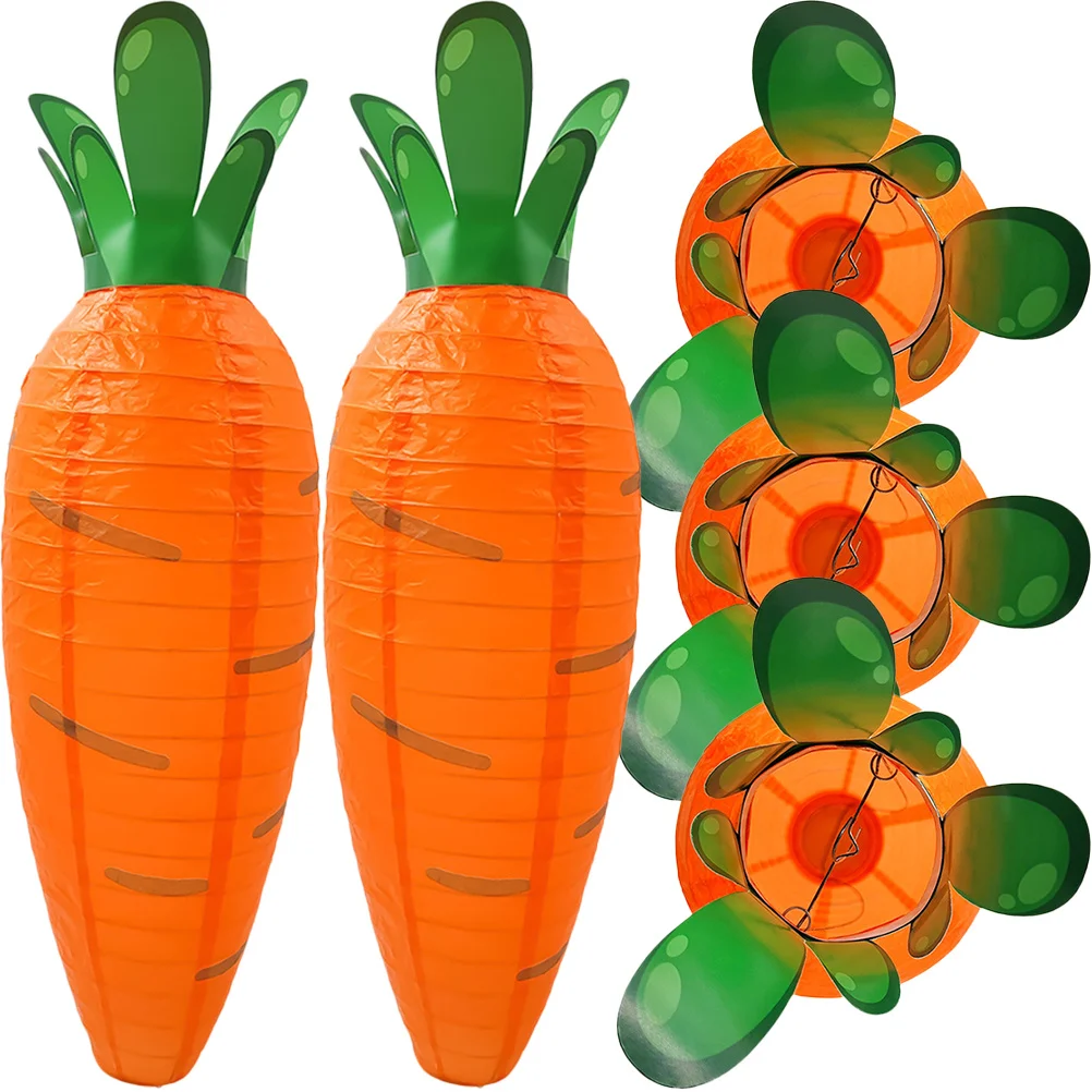 

5Pcs Hanging Carrot Lanterns Paper Decor for Celebration Party Outdoor Indoor Ambiance Enhancement