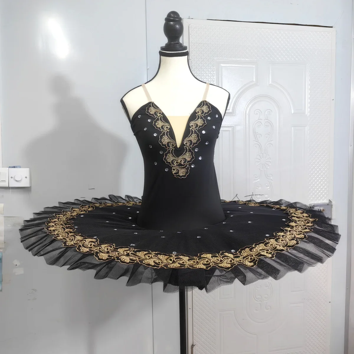 Black Professional Ballet Tutus For Girls Child Kids Swan Lake Ballet Dress Dance Clothes Pancake Ballerina Figure Skating Dress