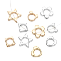 10pcs/lot Two Hole CCB Love Heart Square Flower Circle Frame Beads Spacer Connectors for DIY Jewelry Making Necklace Accessories