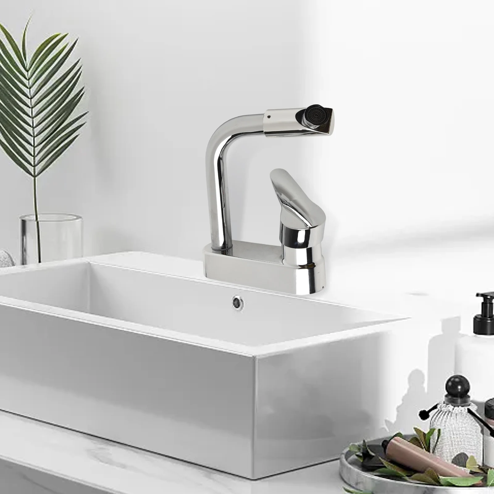 Sink Water Tap Washbasin Faucet Bathroom Chrome 360° Rotating Anti-corrosion Double Hole Plating Base Zinc Alloy New