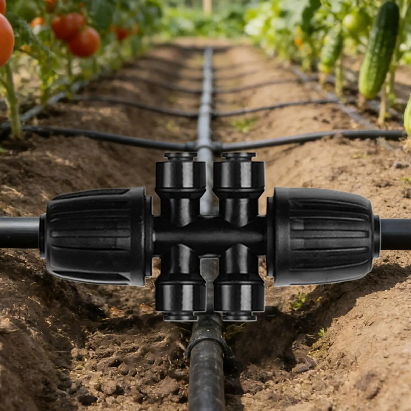 Drip Irrigation Fittings 6-Way Drip Line Splitter Parts Anti-Drop Irrigation Connectors for Outdoor Garden Lawn Backyard Flower