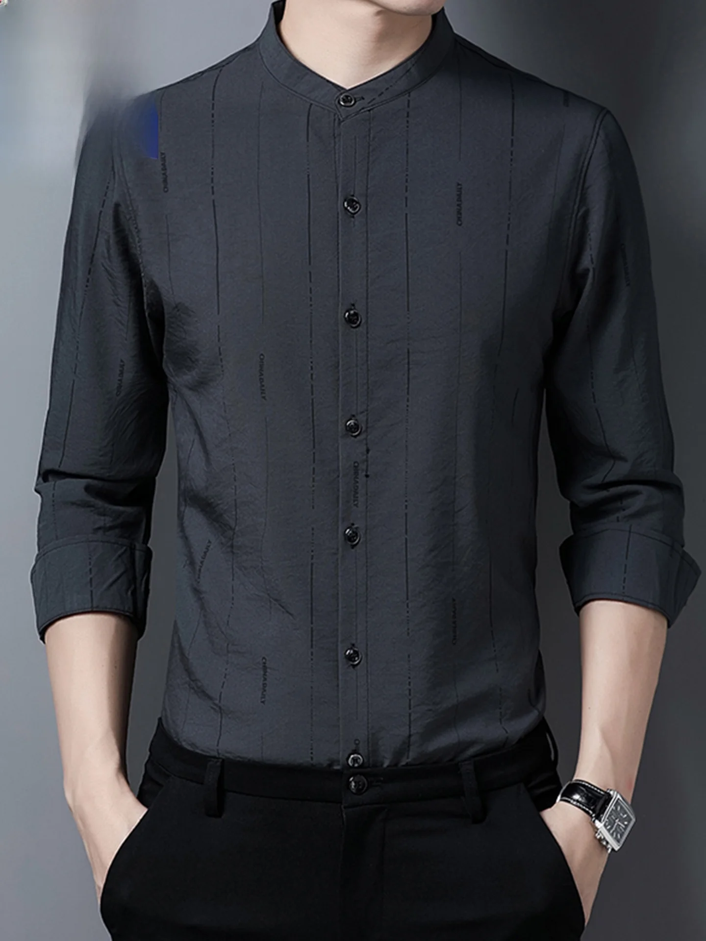 

TUCANO мужские длинные све хлопковые повседневные тонкие маленькие воротники-стойки с воротником-стойкой, осенняя одежда без железа, круглые Ne Faion Urban Sle