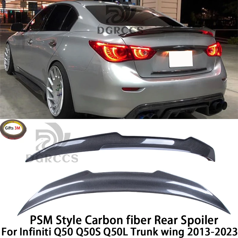 

For Infiniti Q50 Q50S Q50L PSM Style Carbon fiber Rear Spoiler Trunk wing 2013-2023 Carbon fiber FRP primer