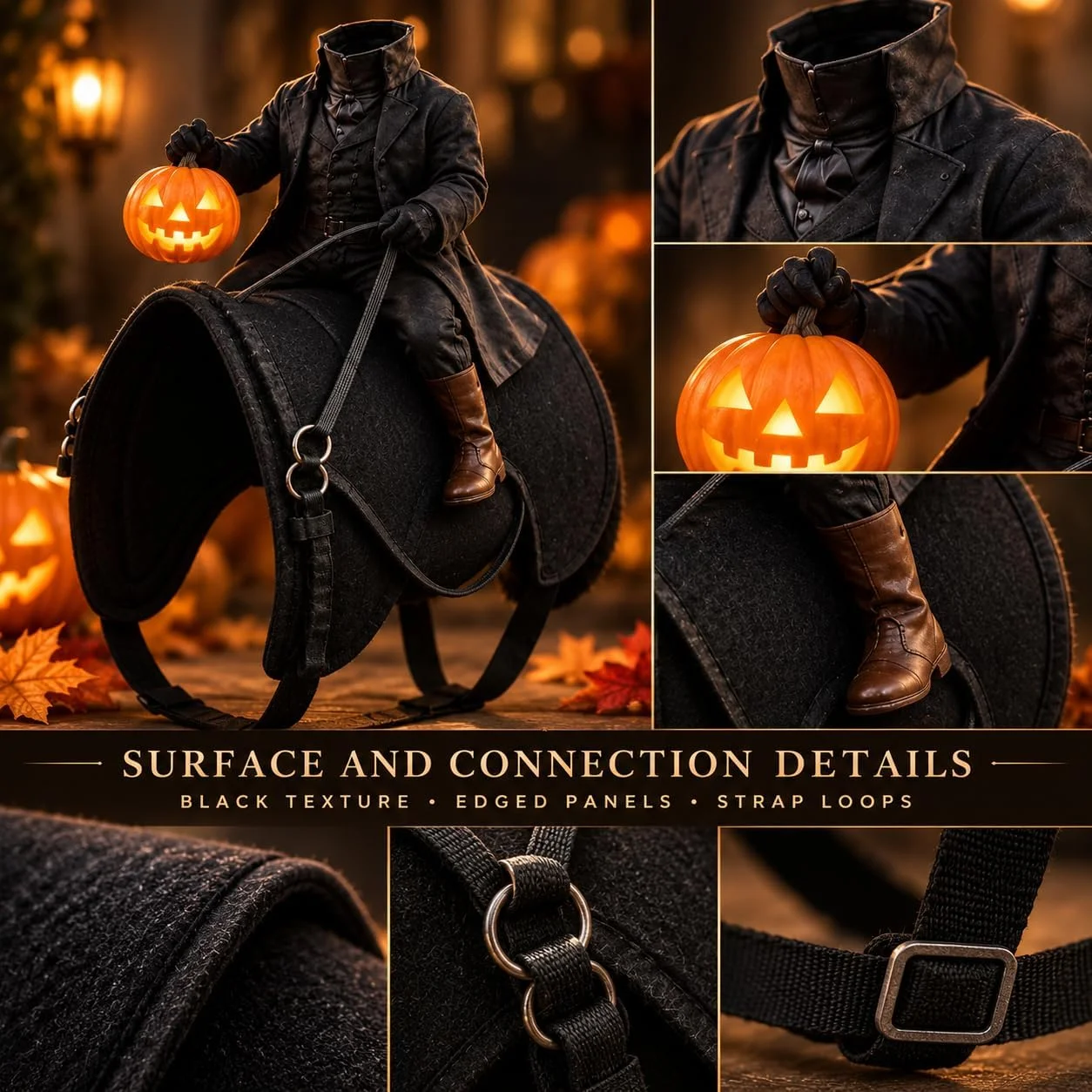 Halloween Kopfloses Ritter-Haustier-Reiter-Kostüm – Detail 5