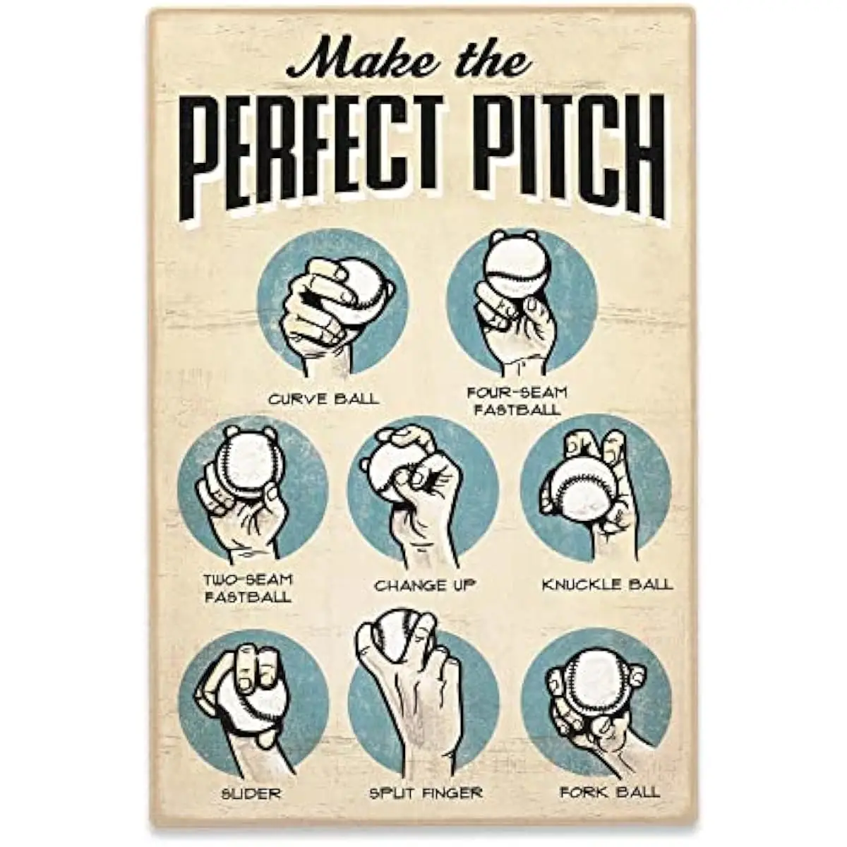 Make The Perfect Pitch Baseball Wood Wall Decor - Vintage Baseball Sign for Man Cave, Kids' Bedroom