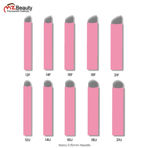 Nano Microblading agujas 0,15 MM tatuaje ceja cuchillas Microblade bordado Agulha Nanoneedles para trazos de cabello 3D 50 Uds