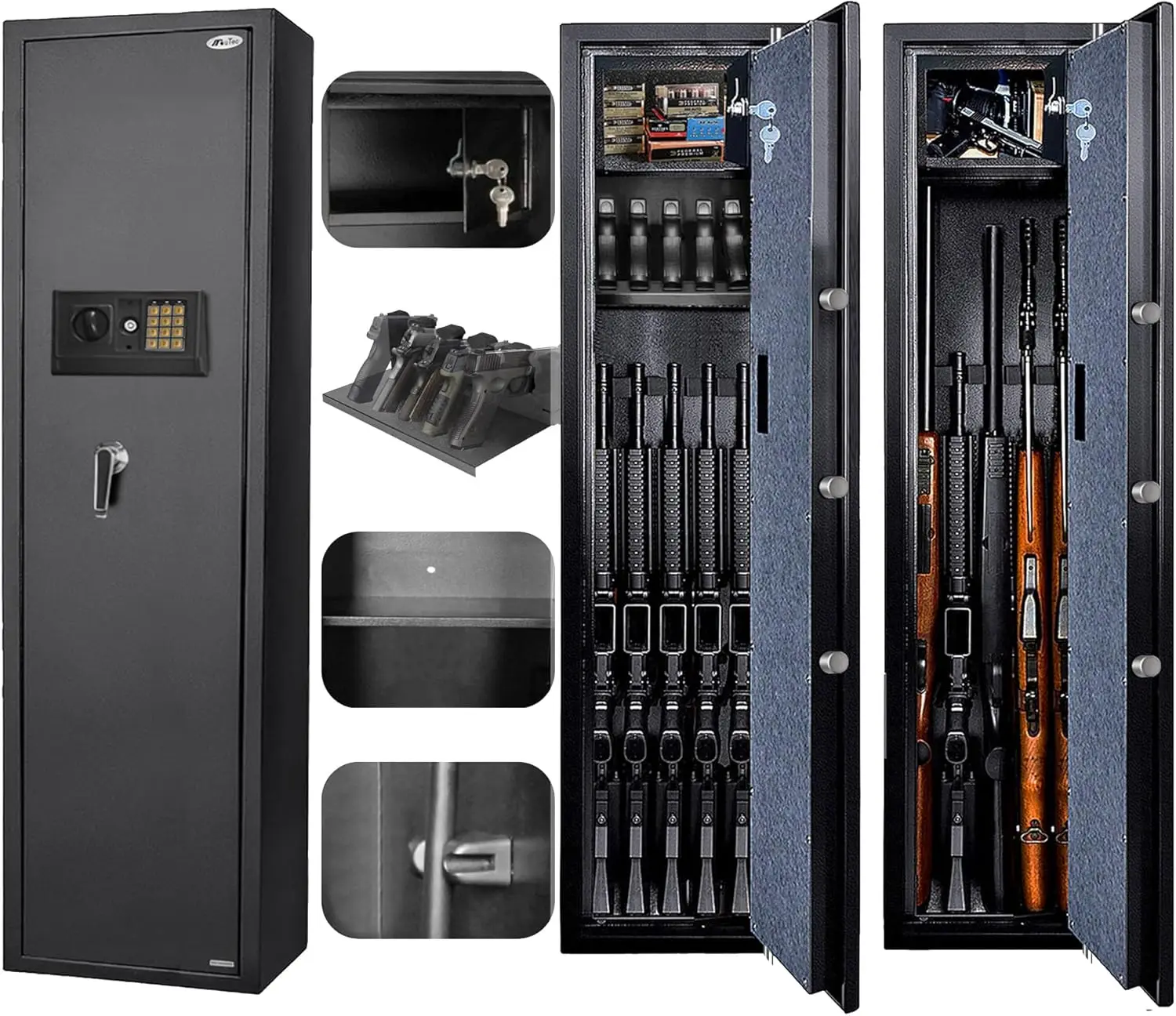 Large Rifle Safe, Long Gun Safe for Rifle Shotgun for Home, Quick Access 5-6 Gun Storage Cabinet, Silent Mode(PIN Code Version)