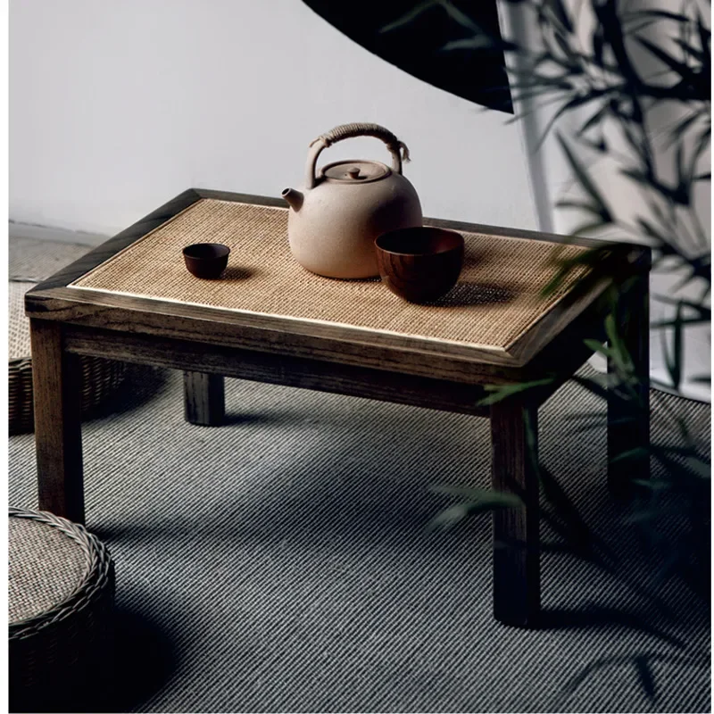 Hot Sale Balcony Coffee Table - Creative Japanese Multi-functional Desk, Tatami Room Side Table, Hollow-out Vine Face,