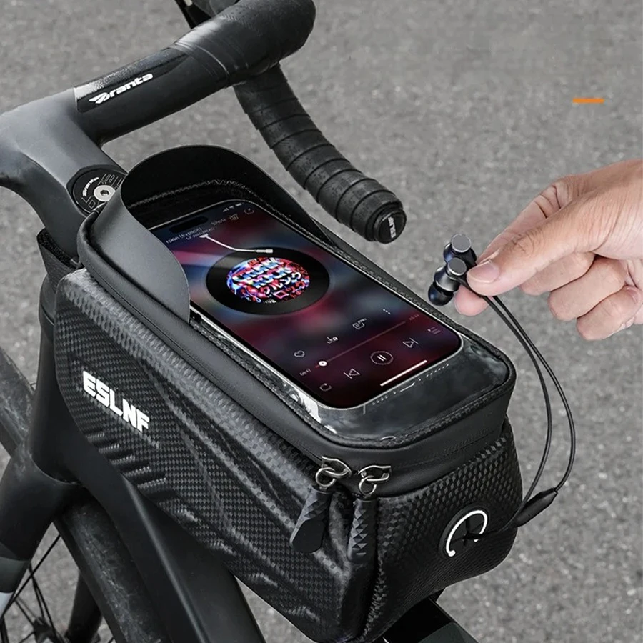 ESLNF Touch Screen Bike Pouch Phone Case Light Barrier Waterproof Bicycle Front Frame Bag Hard Shell Case Cycling Accessories