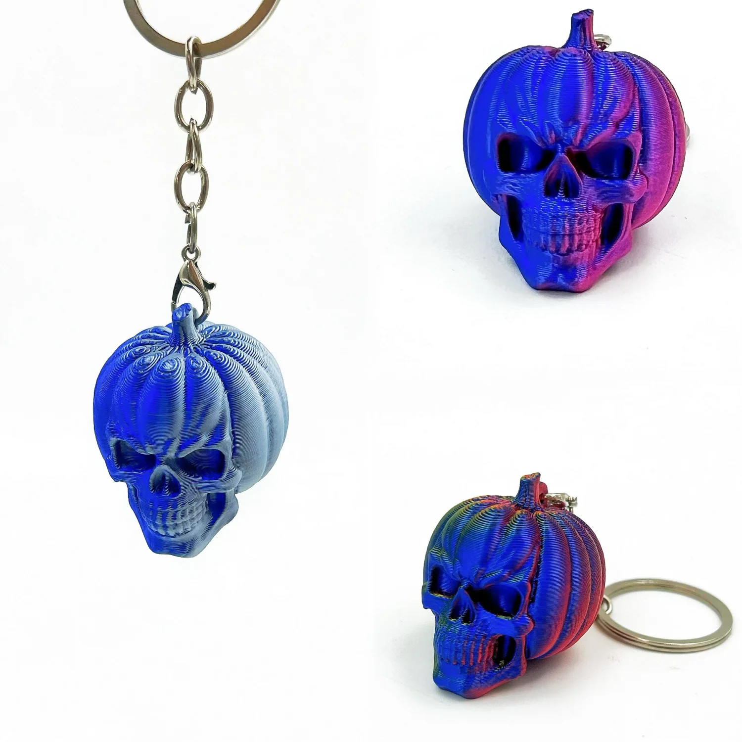 3D Printing Halloween Atmosphere Pendant Sculpture Creative Pumpkin Skull Keychain Can Hang Bag Pumpkin Skull Keychain