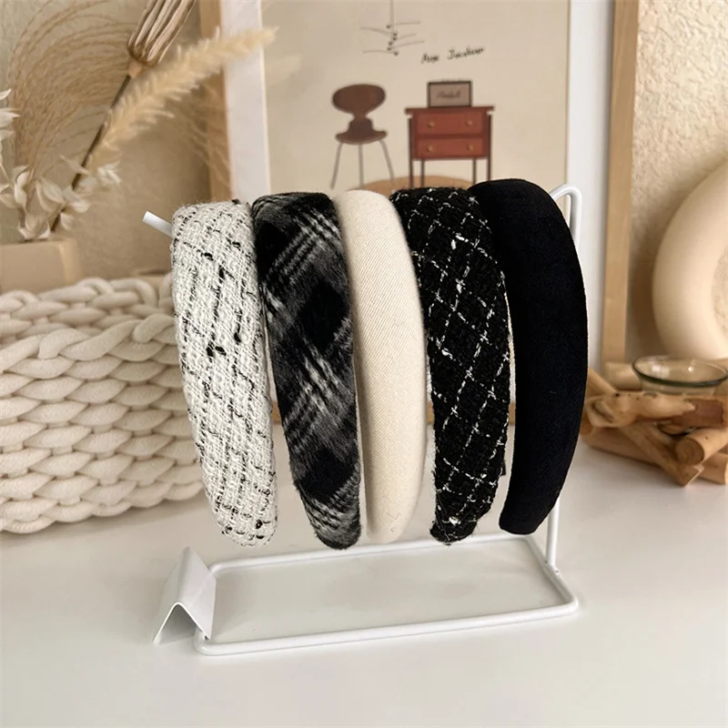 Korea Winter Warm Woolen Sponge Hairband Padded Fashion Hair Accessories for Women Girl Solid Color Headband Hair Hoop Headwear