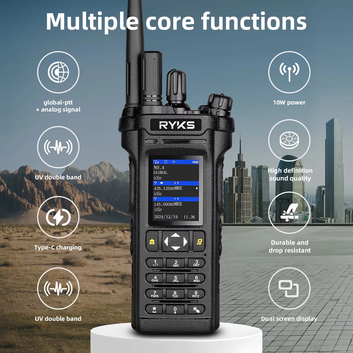 4G Walkie Talkie 5000Km 5288Plus Poc Radio Uhf Vhf 199Ch Single Call Group Call Type-C Charger Camping For Global Ptt