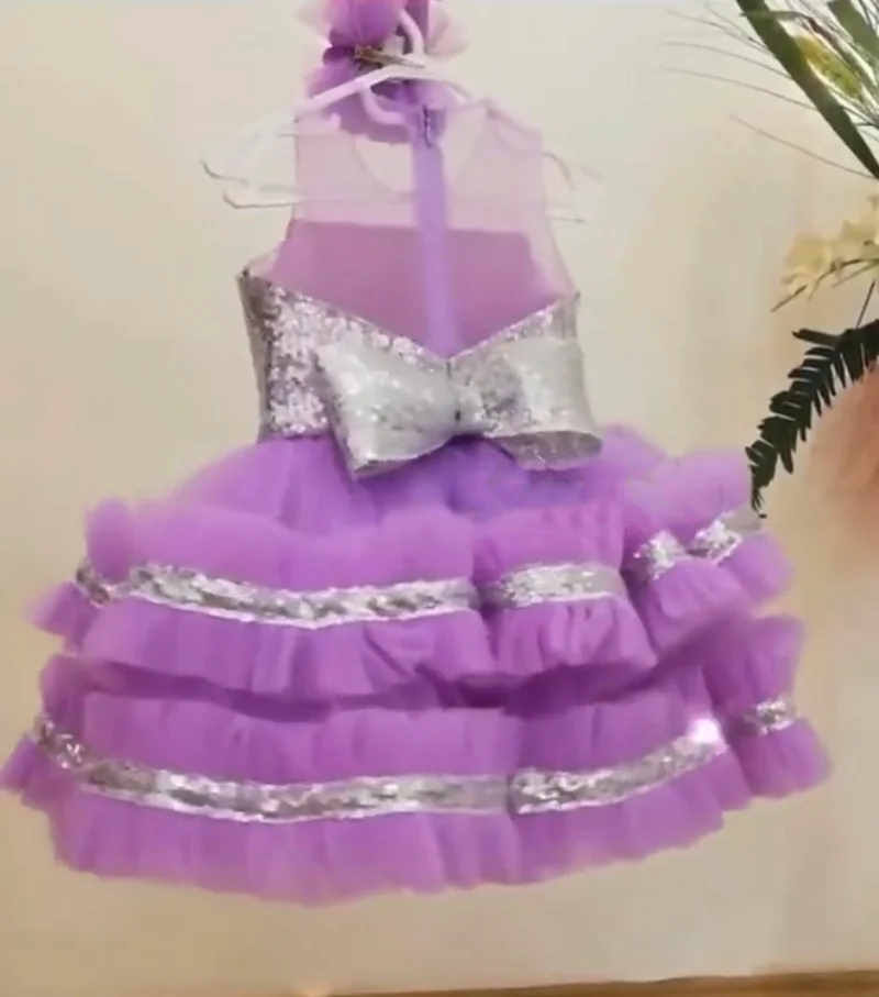 New Baby Girls Birthday Dress Toddlers Purple Wedding Party Gown Baptism Ceremony Vestido for 1Y 3Y Infantil Clothing Kids Gift