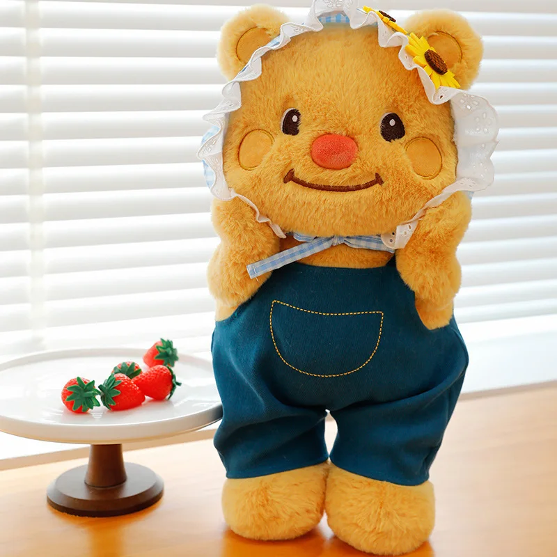 Niedliches Cartoon-Bär-Plüschtier für Kinder, Geburtstag, Weihnachten, Geschenk, weiche Stofftierpuppe mit modischer Umhängetasche, Butterbär-Dekor