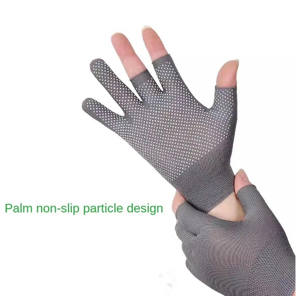 Sports/Biking Anti-Slip Fishing Gloves Thin Stretch Sunscreen Spring Summer Gloves Open Three Finger Cycling Gloves Men/Women