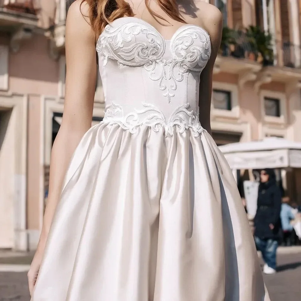 Robe de Mariée Simple en Satin pour Femme, Vêtement de Luxe Sexy, en Forme de Cœur, Ligne A, Balayage Traîne, pour la Plage, ixdes Patients