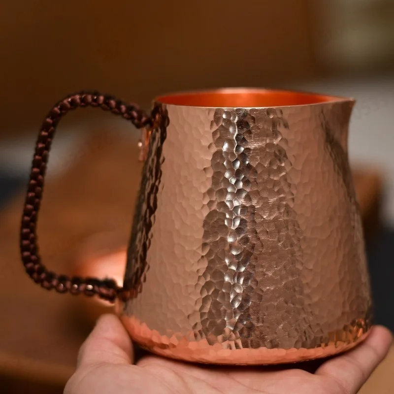 

Pure Copper Hand Hammered Thickened Fairness Cup Heat Resistant Tea Pitcher Retro Kung Fu Tea Accessory Home