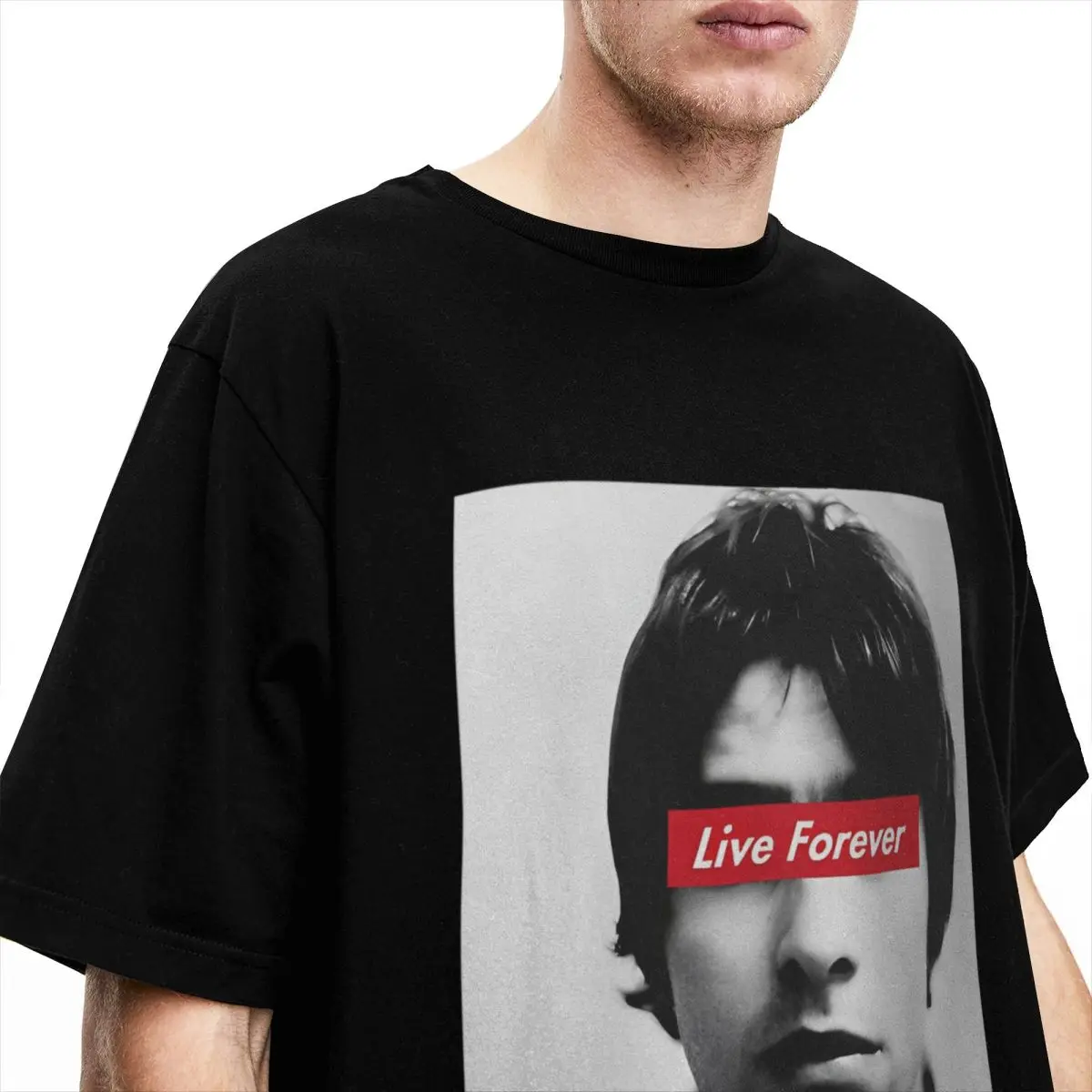 Men O-Oasis Live Forever Gallagher Band T Shirt Cotton Clothes Fun Short Sleeve Round Neck Tee Shirt Summer T-Shirt