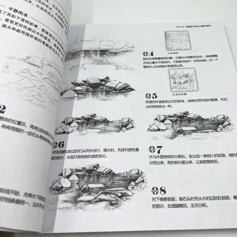 Natuurlijk landschapsschetsen en creativiteit Tutorialboek Zwart-wit geschilderd Chinees potloodkunstboek