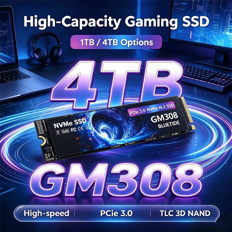 2026 New GM308 M.2 NVMe SSD PCIe3.0 Gen High Performance Internal Drive 500GB 1TB 2TB 4TB Storage Upgrade For Desktop Laptop