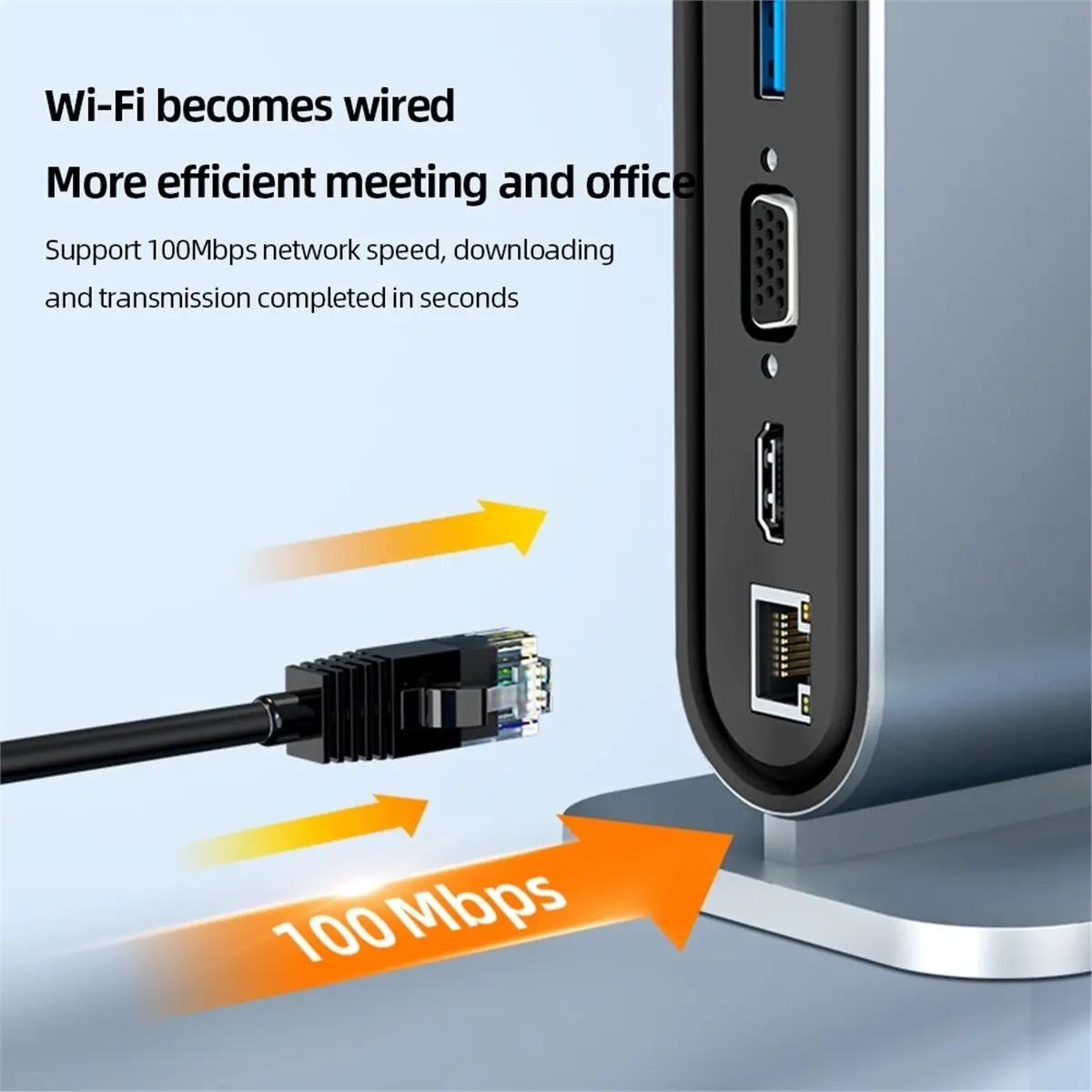 12in1 Vertical Docking Station USB C HUB TYPE C Splitter -Compatible 4K30Hz/LAN 100M/USB3.0, Hub Extension Converter