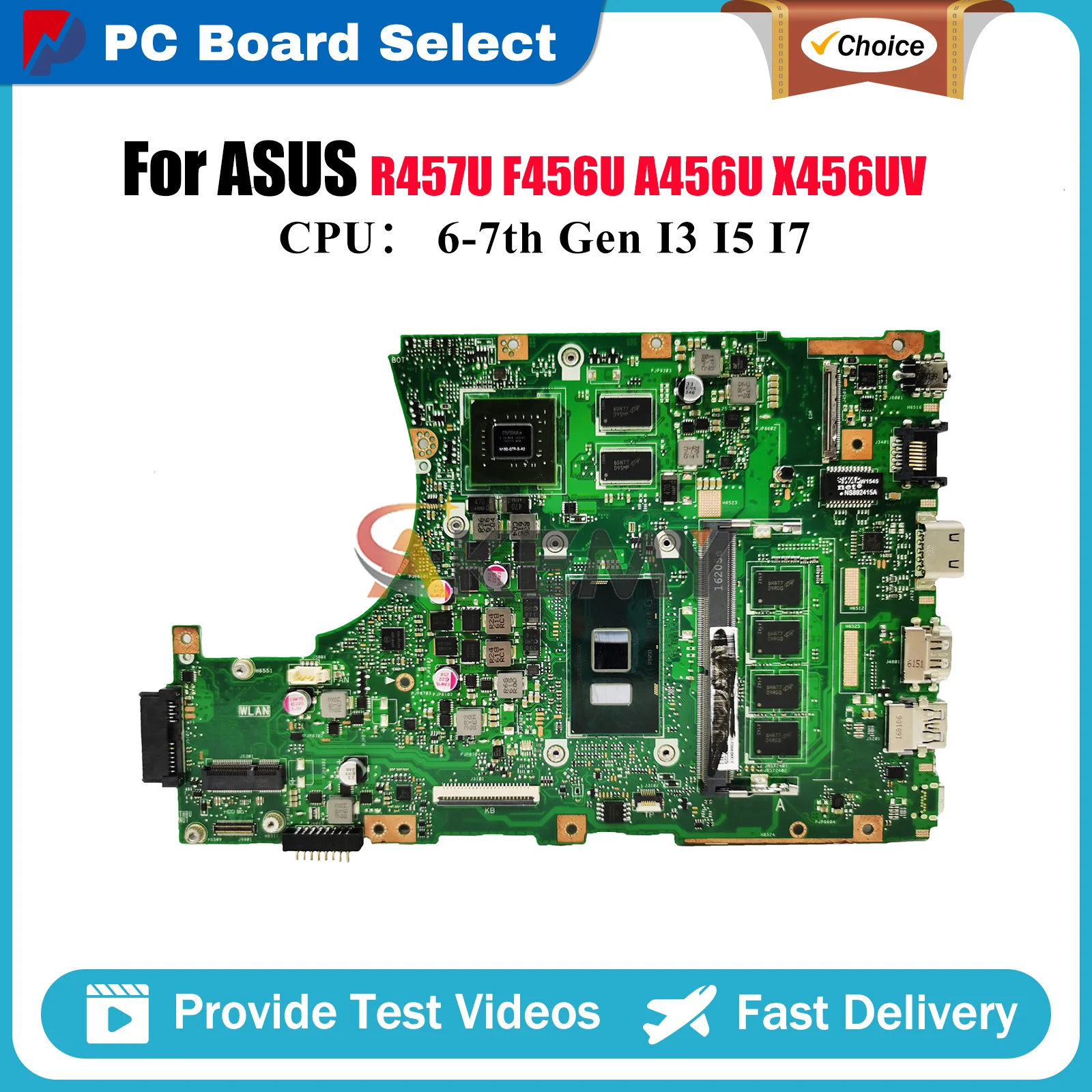 

X456UV Laptop Motherboard For ASUS X456UQK X456UVK X456UJ A456U F456U X456UF X456U R457U X456UAK X456UQ Mainboard I3 I5 I7 CPU