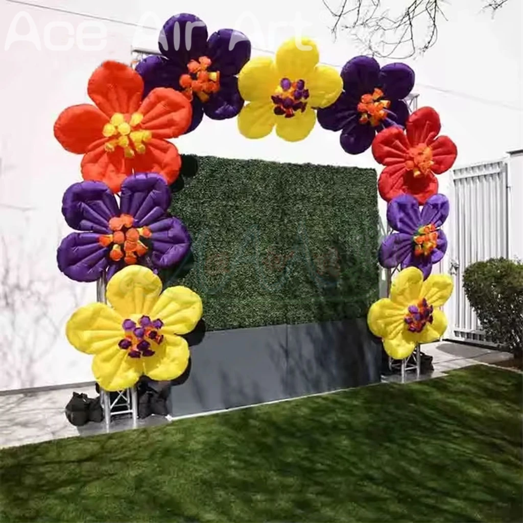 Aufblasbarer Gartenbogen, Hochzeits-Blumenbogen-Ballon, exklusives Blumenmuster für Veranstaltungen im Freien
