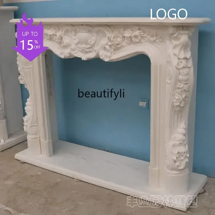 P Marble fireplace engraved American decorative cabinet fireplace rack Magnolia fireplace can be customized