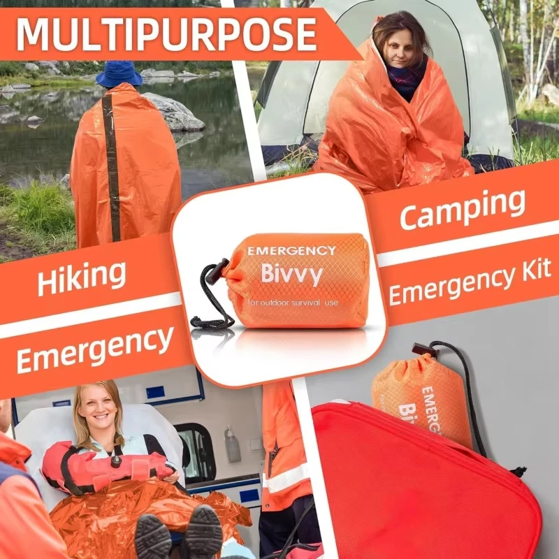 Emergency Sleeping Bag Survival Blanket Thermal Mylar Bivy Sack Lightweight Waterproof Portable Shelter For Camping Hiking