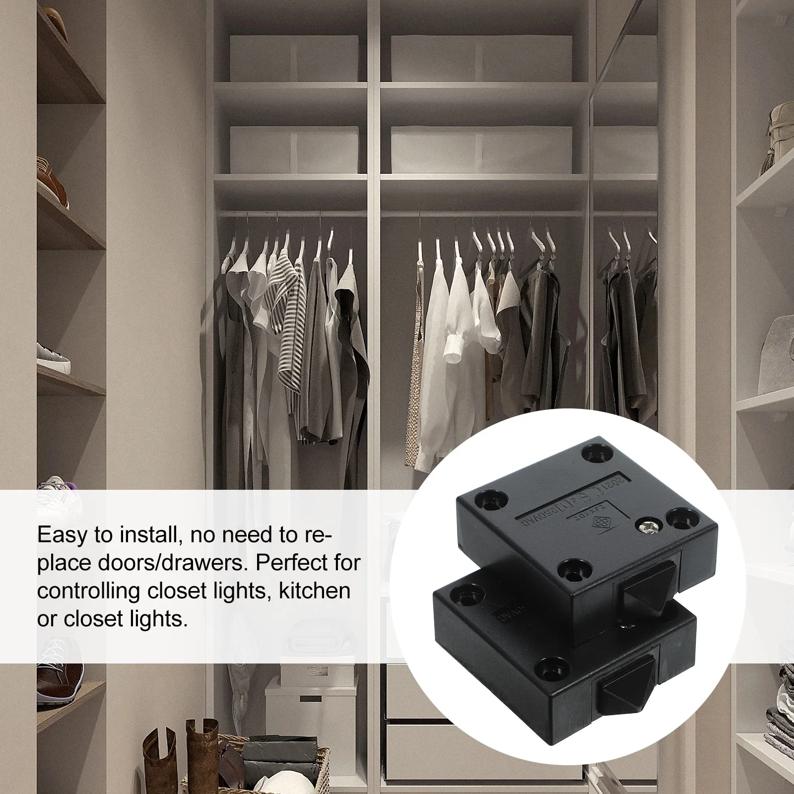 

2pcs Cabinet Door For Closet Automatic Touch Sturdy Copper Abs Material Easy Install No Door Replacement Needed Switch For