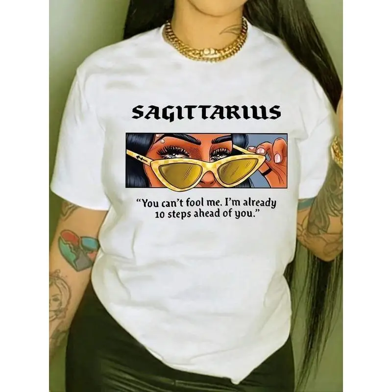 

Women's Sagittarius T-shirt Zodiac Sign Graphic Tee Funny Quote Print Short Sleeve