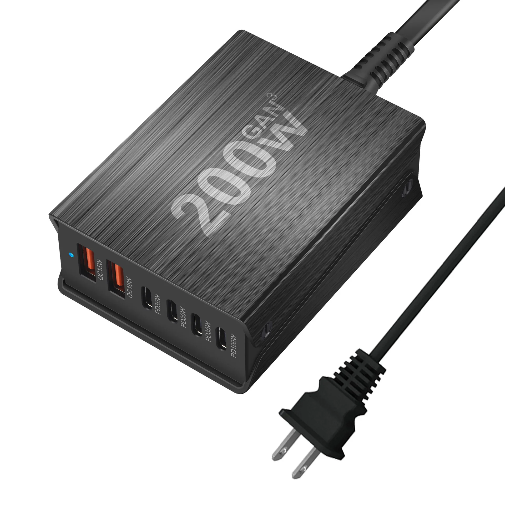 

200W GaN PD Fast Charging Station 6 Ports USB Type C Desktop Quick Charger For iphone Samsung Huawei Xiaomi Oneplus iPad MacBook