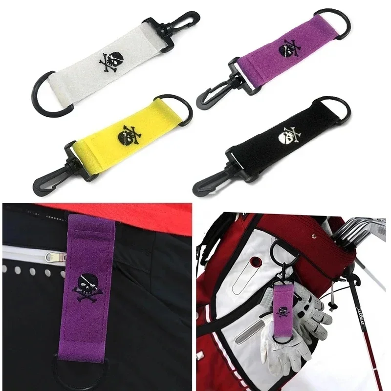 1/2pcs Double-Sided Golf Towel Sticker Lightweight With Buckle Cleaning Towel Ball Sticker Mini Skull Design Sport Accessories